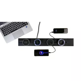 Steckdosenleiste - Unterputz Viking LZ40B/230V,50Hz/40cm Länge/schwarz/bis zu 5 Module/IP20/Aluminium/unterputz