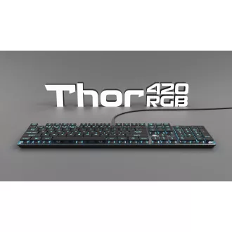Genesis Gaming Mechanische Tastatur THOR 420/RGB/Content Slim Blau/Wireless USB/US-Layout/Grau