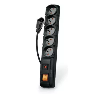 Acar F5 IEC 5m Kabel, 5 Steckdosen, Überspannungsschutz, C14 für USV, schwarz