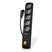 Acar F5 IEC 5m Kabel, 5 Steckdosen, Überspannungsschutz, C14 für USV, schwarz