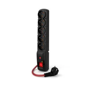 Acar F5 1,5m Kabel, 5 Steckdosen, Überspannungsschutz, max. Strom 16A, schwarz Acar F5 1,5m Kabel, 5 Steckdosen, Überspannungsschutz, max. Strom 16A, schwarz