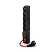 Acar F5 1,5m Kabel, 5 Steckdosen, Überspannungsschutz, max. Strom 16A, schwarz