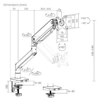 Brateck LDT60-C012 Einarmiger mechanisch gefederter Monitorhalter für hohe Beanspruchung Brateck LDT60-C012 Einarmiger mechanisch gefederter Monitorhalter für hohe Beanspruchung