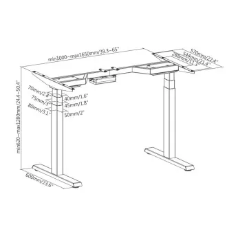 Brateck M08-23DE höhenverstellbares Tischgestell 2 Motoren Bereich 620-1280 mm Tragfähigkeit 100 kg