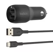 BELKIN Dual USB-A Autoladegerät 24W   USB-C Kabel