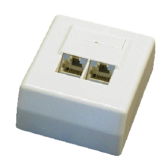 DATACOM STP Doppelsteckdose Cat5e über Putz 45 Grad.