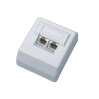 DATACOM UTP-Doppeldose oberhalb des Putzes 45 Grad - Cat5e DATACOM UTP-Doppeldose oberhalb des Putzes 45 Grad - Cat5e