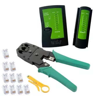 W-Star Network Tool Set WS193, UTP-Tester, RJ45 RJ11 Zange, Bumper, 10x RJ45 W-Star Network Tool Set WS193, UTP-Tester, RJ45 RJ11 Zange, Bumper, 10x RJ45