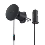 Baseus Magnetischer Kühlergrillhalter mit USB-A 15W 25W Ladegerät schwarz