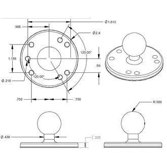 RAM Mounts Adapter, Metall, AMPS-Lochbild, 1" Stift RAM Mounts Adapter, Metall, AMPS-Lochbild, 1" Stift