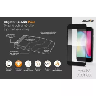 Alligator Schutzglas gehärtetes Glas GLASS PRINT, iPhone 14 Pro, schwarz, voll Bildschirm kleben