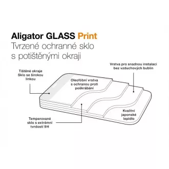 Alligator Schutz gehärtetes Glas GLASS PRINT, Xiaomi Redmi A2, schwarz, voller Bildschirm Klebstoff