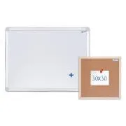 Magnettafel AVELI 60x45 cm, Aluminiumrahmen Korkplatte 30x30 cm