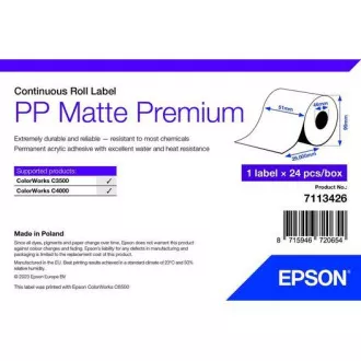 PP Mattes Etikett Premium, Cont. Rolle, 51mm x 29mm