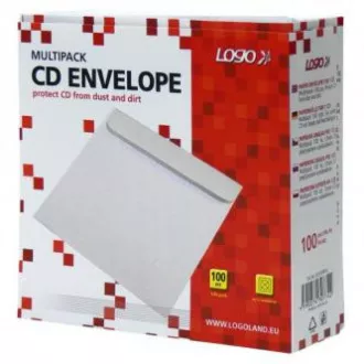 Umschlag für 1 CD, Papier, weiß, mit Klebelasche, Logo, 100er-Pack Umschlag für 1 CD, Papier, weiß, mit Klebelasche, Logo, 100er-Pack