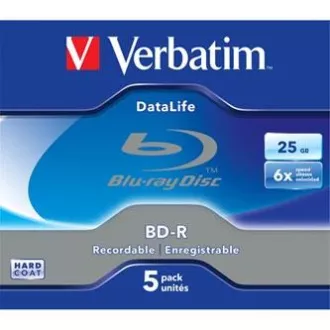 Verbatim BD-R, Datalife, 25GB, Jewel Box, 43836, 6x, 5er-Pack