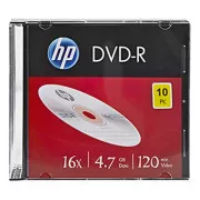 HP DVD-R, DME00085-3, 4,7GB, 16x, Slim Case, 10er-Pack, nicht bedruckbar, 12cm, 69314, für die Datenarchivierung
