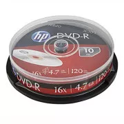 HP DVD R, DRE00027-3, 4,7GB, 16x, Cake Box, 10er-Pack, nicht bedruckbar, 12cm, für die Datenarchivierung