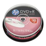 HP DVD R DL, Double Layer, DRE00060-3, 69309, 8,5GB, 8x, Cake Box, 10er-Pack, nicht bedruckbar, 12cm, für Datenarchivierung
