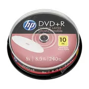 HP DVD R DL, Double Layer Inkjet Printable, DRE00060WIP-3, 8,5GB, 8x, Cake Box, 10er-Pack, 12cm, für die Datenarchivierung