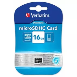 Verbatim Micro Secure Digital Karte Premium, 16GB, micro SDHC, 44010, UHS-I U1 (Klasse 10)
