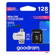 Goodram Speicherkarte Micro Secure Digital Karte All-In-ON, 128GB, Multipack, M1A4-1280R12, UHS-I U1 (Class 10), Multipack mit Leser