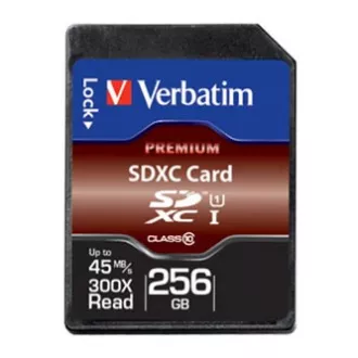 Verbatim Secure Digital-Karte Premium U1, 256 GB, SDXC, 44026, UHS-I U1 (Klasse 10)