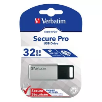 Verbatim USB-Flash-Laufwerk, USB 3.0, 32 GB, Secure Pro, Store N Go, silber, 98665, USB A, AES 256-Bit-Verschlüsselung