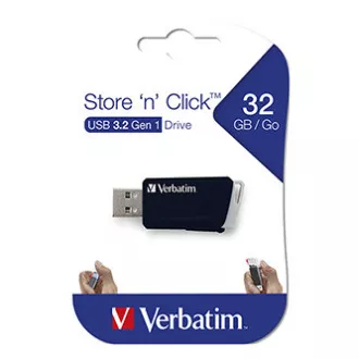 Verbatim USB-Flash-Laufwerk, USB 3.0, 32 GB, Store N Click, schwarz, 49307, USB A, mit ausziehbarem Anschluss