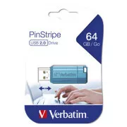 Verbatim USB-Flash-Laufwerk, USB 2.0, 64 GB, PinStripe, Store N Go, blau, 49961, USB A, mit ausziehbarem Anschluss