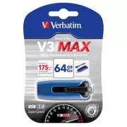 Verbatim USB-Flash-Laufwerk, USB 3.0, 64GB, V3 MAX, Store N Go, blau, 49807, USB A, mit ausziehbarem Anschluss