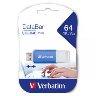 Verbatim USB-Flash-Laufwerk, USB 2.0, 64 GB, DataBar, blau, 49455, für die Datenarchivierung