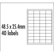 Logo-Etiketten 48,5 x 25,4 mm, A4, matt, blau, 40 Etiketten, 10er-Pack, für Tintenstrahl- und Laserdrucker