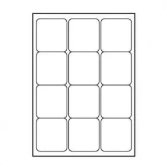 Logo-Etiketten 66mm x 70mm, A4, matt, weiß, 12 Etiketten, 140g/m2, Packung mit 25 Stück, für Tintenstrahl- und Laserdrucker