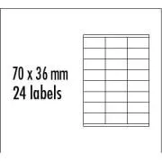 Logo-Etiketten 70mm x 36mm, A4, matt, rot, 24 Etiketten, verpackt zu 10 Stück, für Tintenstrahl- und Laserdrucker