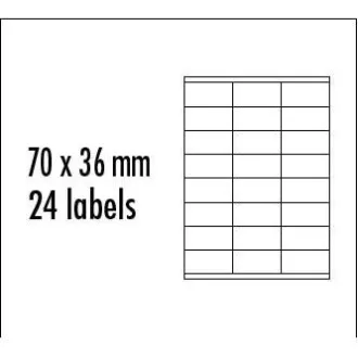 Logo-Etiketten 70mm x 36mm, A4, matt, gelb, 24 Etiketten, verpackt zu 10 Stück, für Tintenstrahl- und Laserdrucker