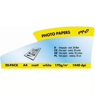 Logo 16668, Fotopapier, matt, weiß, A4, 170 g/m2, 1440dpi, 20 Stück, Inkjet