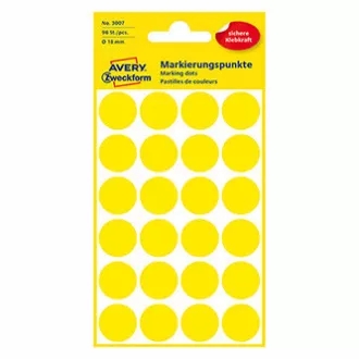 Avery Zweckform Etiketten 18mm, gelb, 24 Etiketten, Marker, 4er-Pack, 3007, für Handschrift