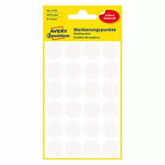 Avery Zweckform Etiketten 18mm, weiß, 24 Etiketten, Marker, 4er-Pack, 3170, für Handschrift