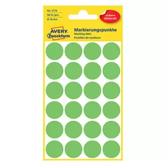 Avery Zweckform Etiketten 18mm, neongrün, 24 Etiketten, Marker, 4er-Pack, 3174, für Handschrift Avery Zweckform Etiketten 18mm, neongrün, 24 Etiketten, Marker, 4er-Pack, 3174, für Handschrift