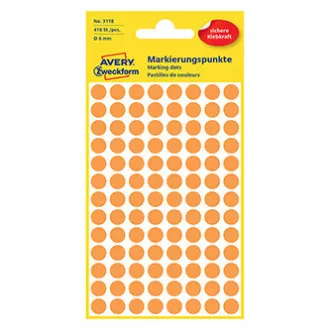 Avery Zweckform Etiketten 8mm, neon orange, 104 Etiketten, Marker, 4er-Pack, 3178, für Handschrift