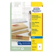 Avery Zweckform Etiketten 210mm x 297mm, A4, transparent, transparent, 1 Etikett, für Verpackungen, verpackt 25 Stück, J8567-25, für atramen