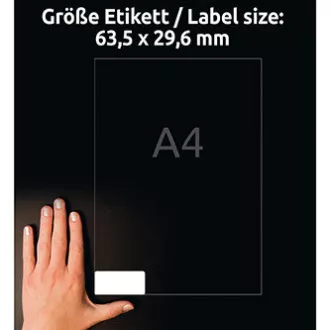 Avery Zweckform Etiketten 63,5 mm x 29,6 mm, A4, weiß, 27 Etiketten, ablösbar, 25er-Pack, L4737REV-25, für Laser und Inkjet