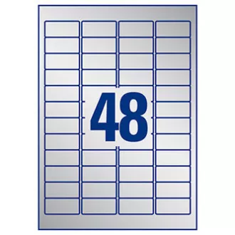 Avery Zweckform Etiketten 45,7mm x 21,2mm, A4, silber, 48 Etiketten, sehr haltbar, 20 Stück verpackt, L6009-20, für Laserdrucker Avery Zweckform Etiketten 45,7mm x 21,2mm, A4, silber, 48 Etiketten, sehr haltbar, 20 Stück verpackt, L6009-20, für Laserdrucker