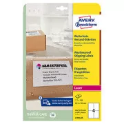 Avery Zweckform Etiketten 99,1mm x 139mm, A4, weiß, 1 Etikett, wasserfest, 25er-Pack, L7994-25, für Laserdrucker