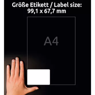Avery Zweckform Etiketten 99,1mm x 67,7mm, A4, matt, weiß, 8 Etiketten, sehr haltbar, 20er-Pack, L4715-20, für Laserdrucker