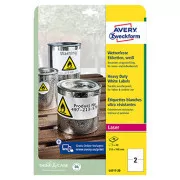 Avery Zweckform Etiketten 210mm x 148mm, A4, matt, weiß, 2 Etiketten, sehr haltbar, 20er-Pack, L4717-20, für Laserdrucker