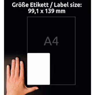 Avery Zweckform Etiketten 99,1mm x 139mm, A4, matt, weiß, 4 Etiketten, sehr haltbar, 20er-Pack, L4774-20, für Laserdrucker