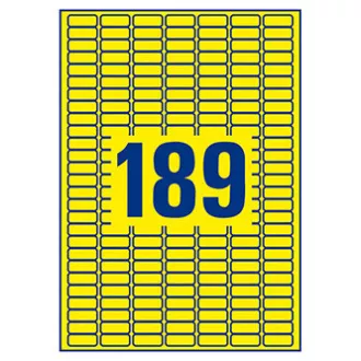 Avery Zweckform Etiketten 25,4mm x 10mm, A4, gelb, 189 Etiketten, mini, ablösbar, 20er Pack, L6037-20, für Laser und Inkjet