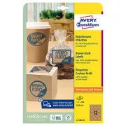 Avery Zweckform Etiketten 60mm, A4, naturbraun, 12 Etiketten, 25er-Pack, L7106-25, für Laser- und Inkjetdrucker, ko